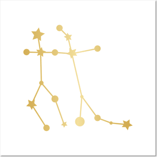 Gemini Zodiac Constellation in Gold Posters and Art